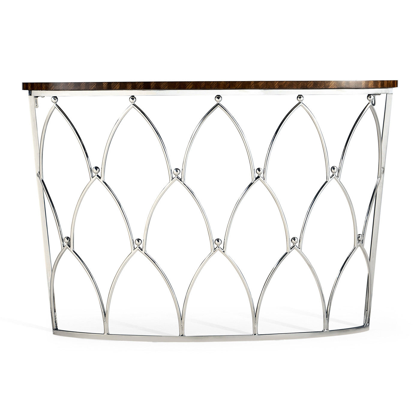 Feather Inlay Demilune Console Table
