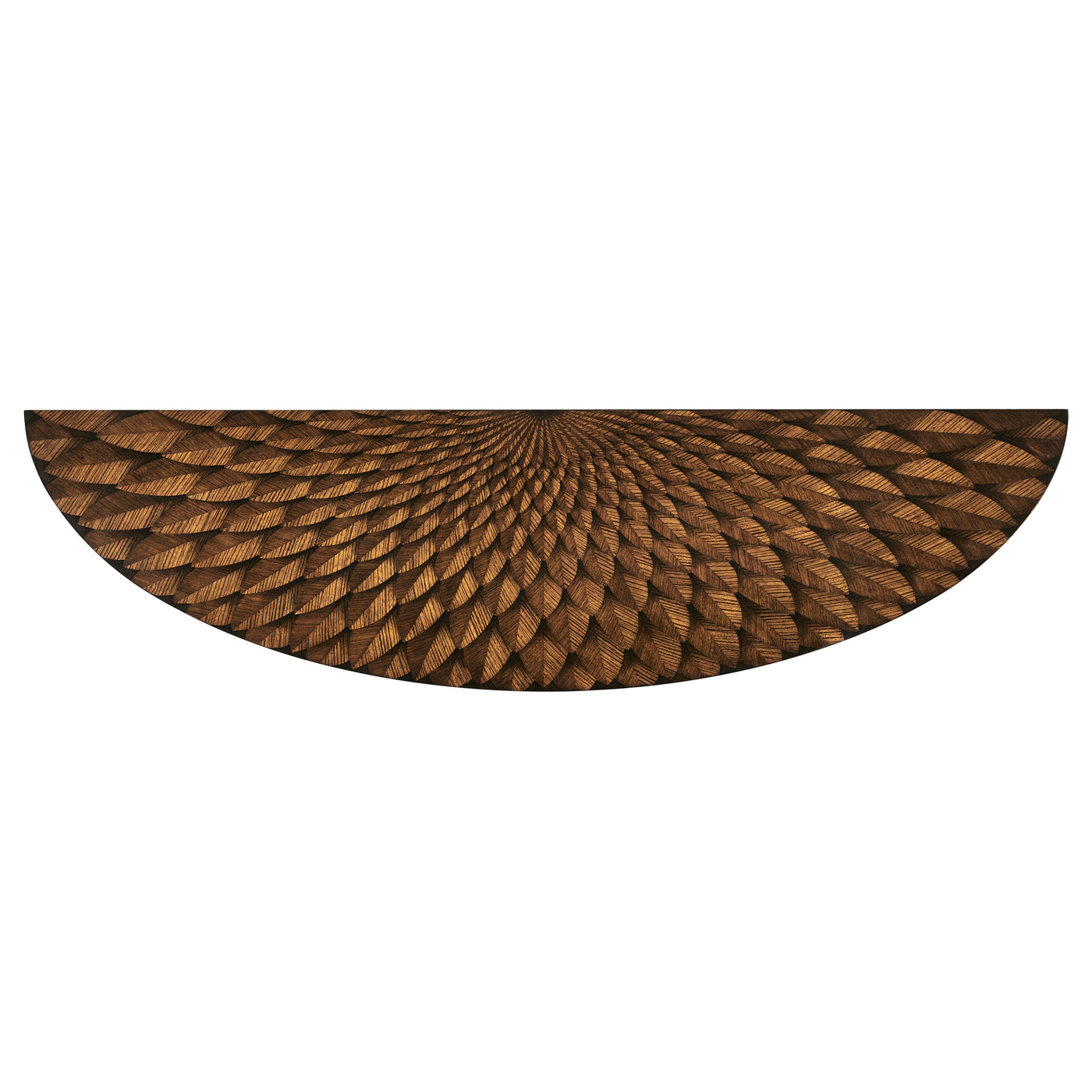 Feather Inlay Demilune Console Table