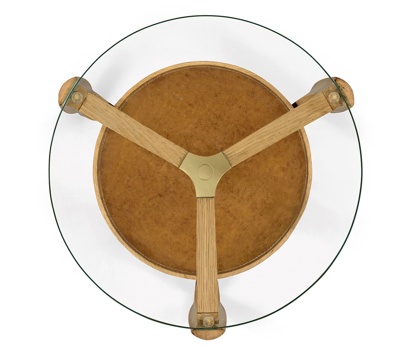 Architectural Round End Table with Glass Top