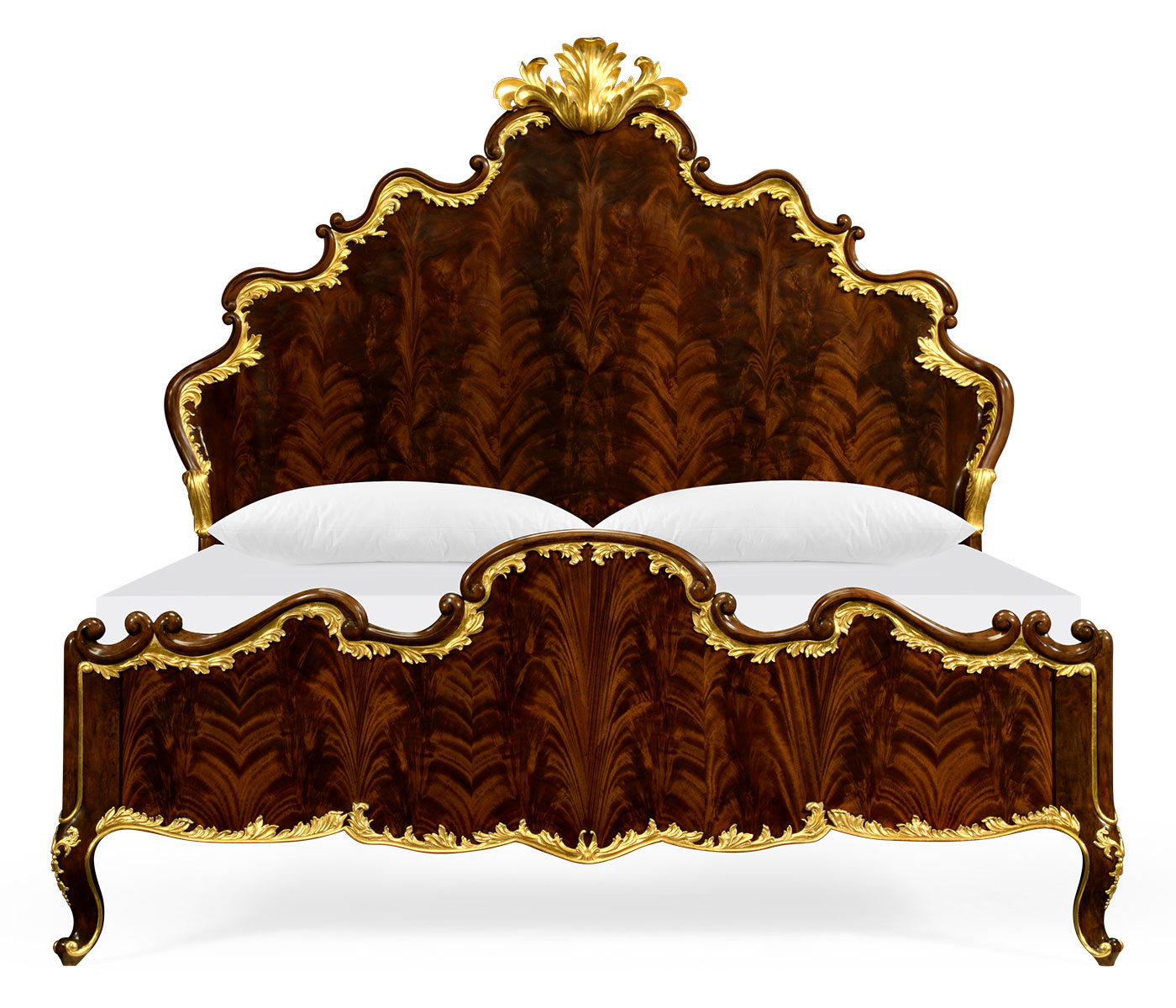 High Lustre Mahogany & Gilded US Queen Bed