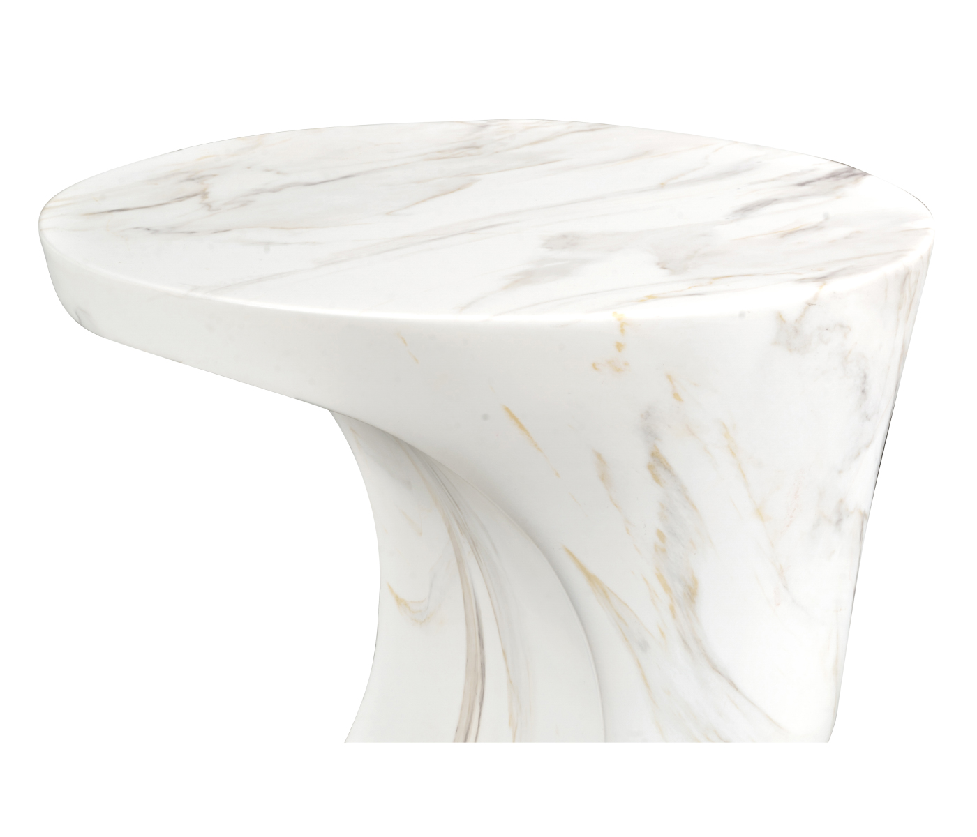 Round Faux White & Grey Marble Cut-Out Lamp Table