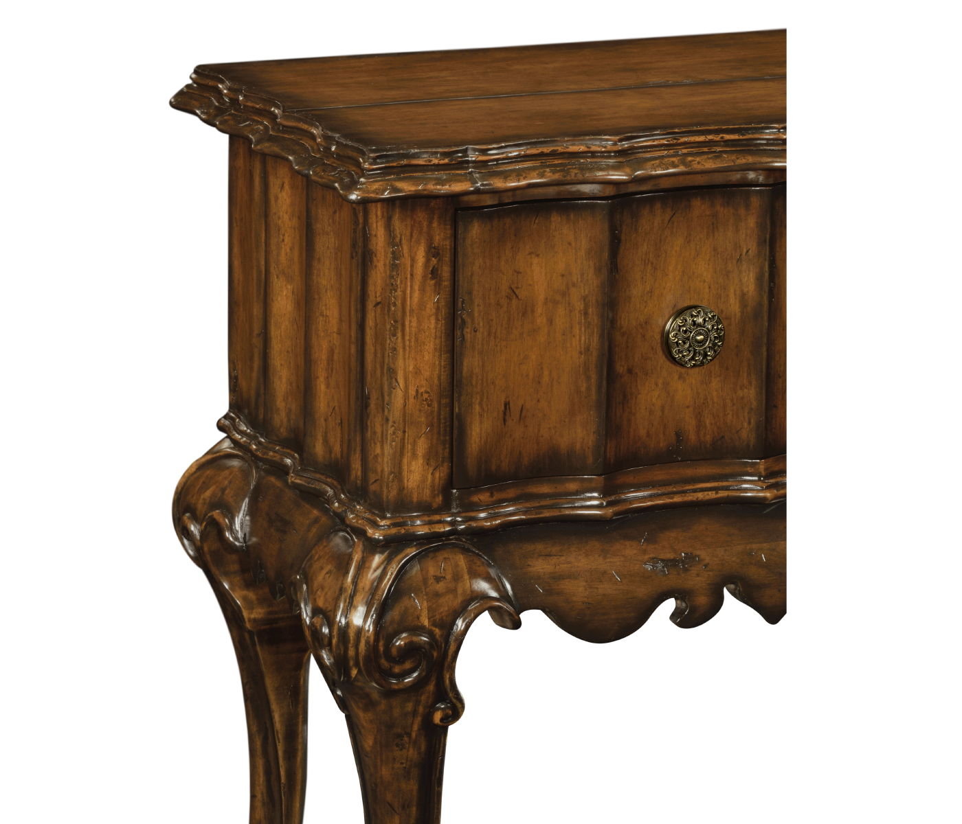 Rectangular Console Table in Rustic Walnut with Drawers