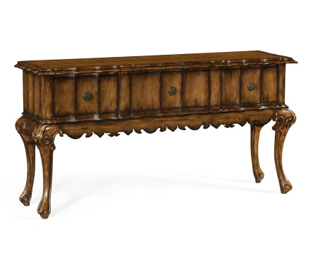 Rectangular Console Table in Rustic Walnut with Drawers