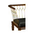 Contemporary Walnut & Brass Bench, Upholstered in Black Leather