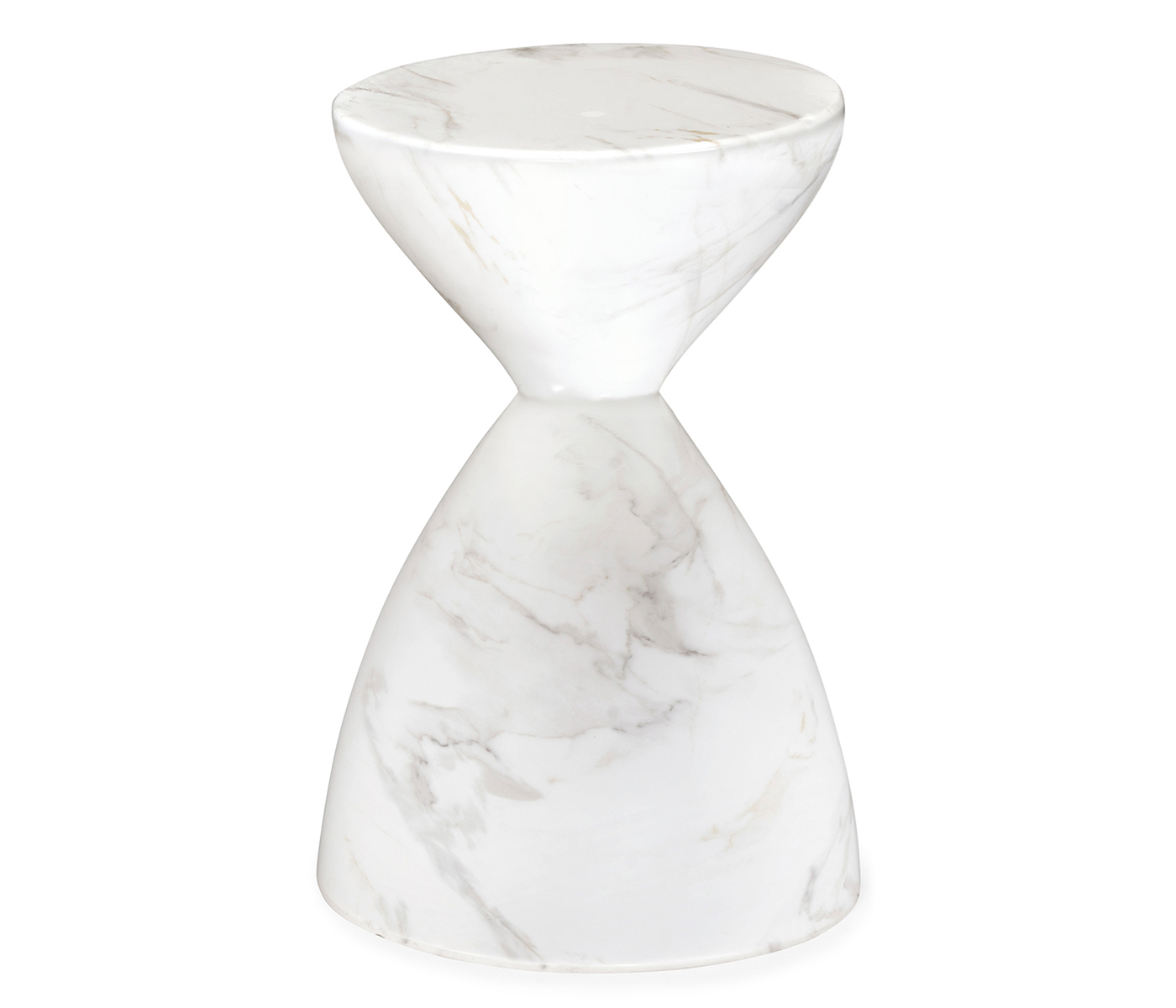 Round Faux White & Grey Marble Wine Table