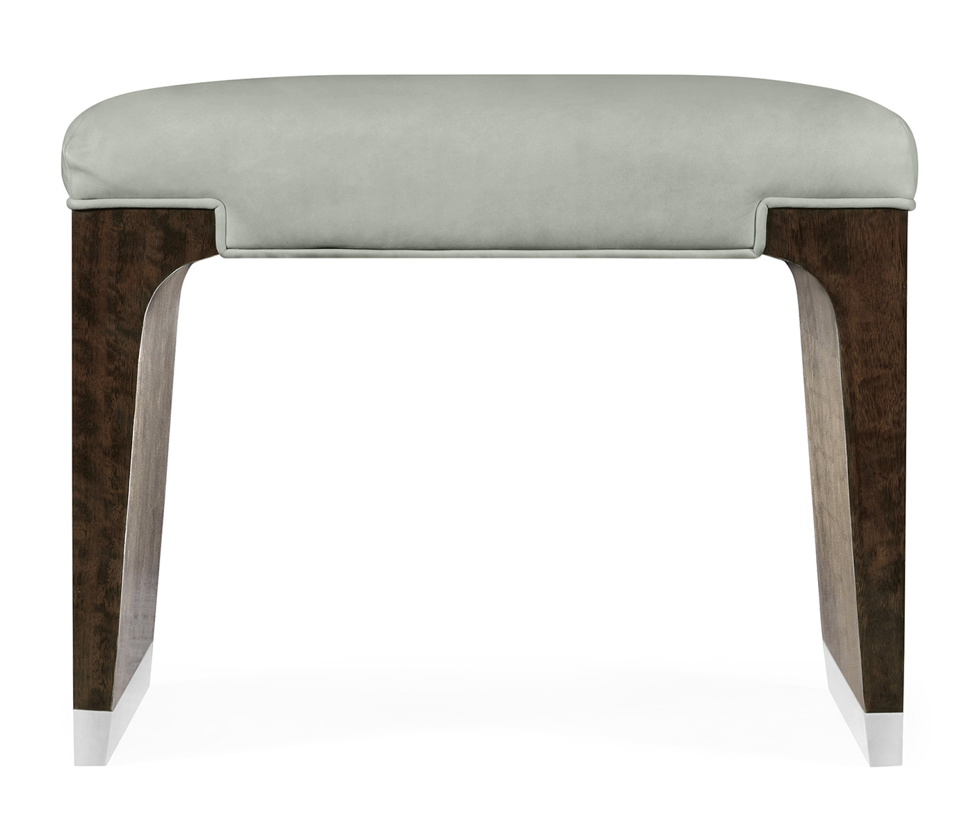 Black Eucalyptus Dressing Stool, Upholstered in Grey Leather