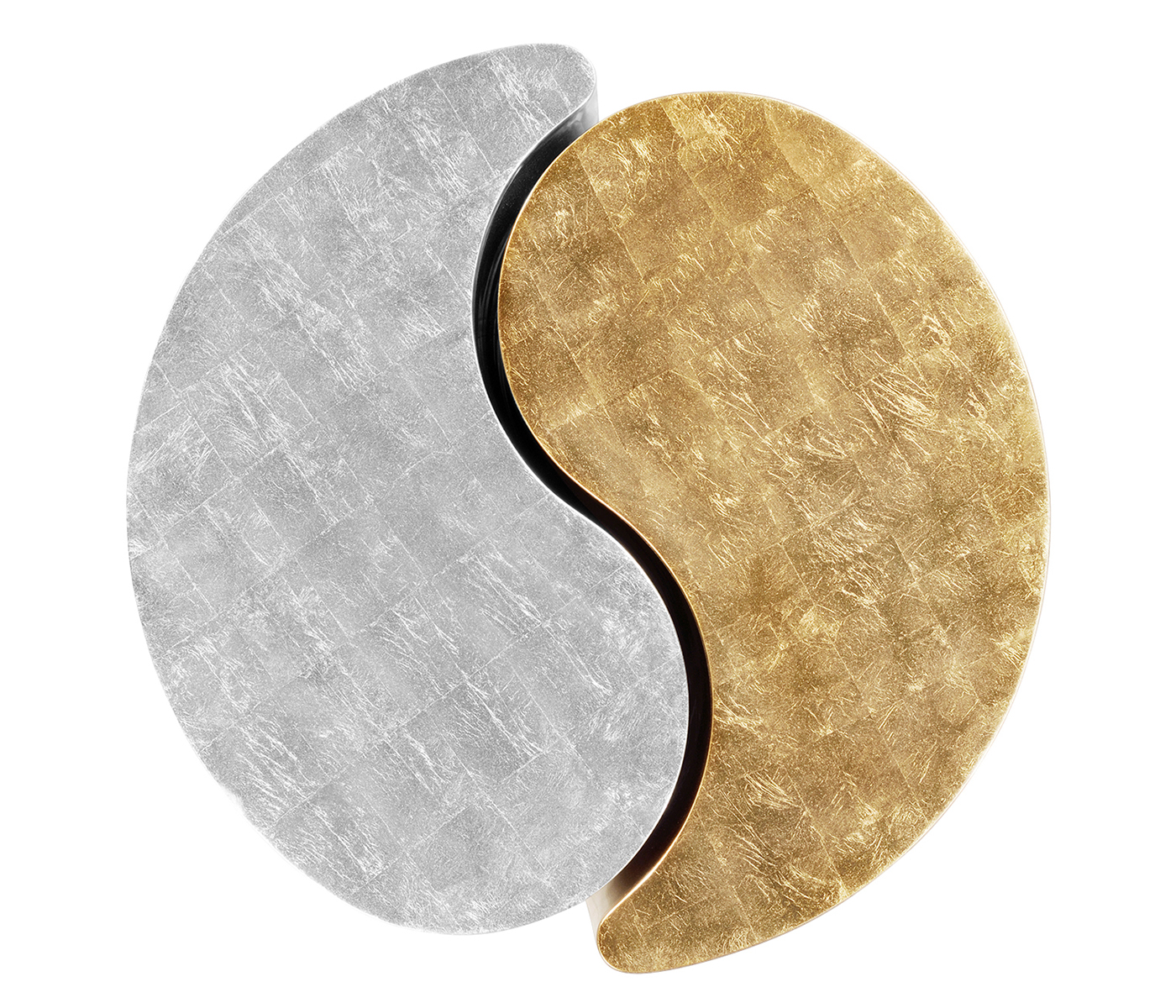 Circular Two-Piece Yin & Yang Gilded & Silver Drinks Table