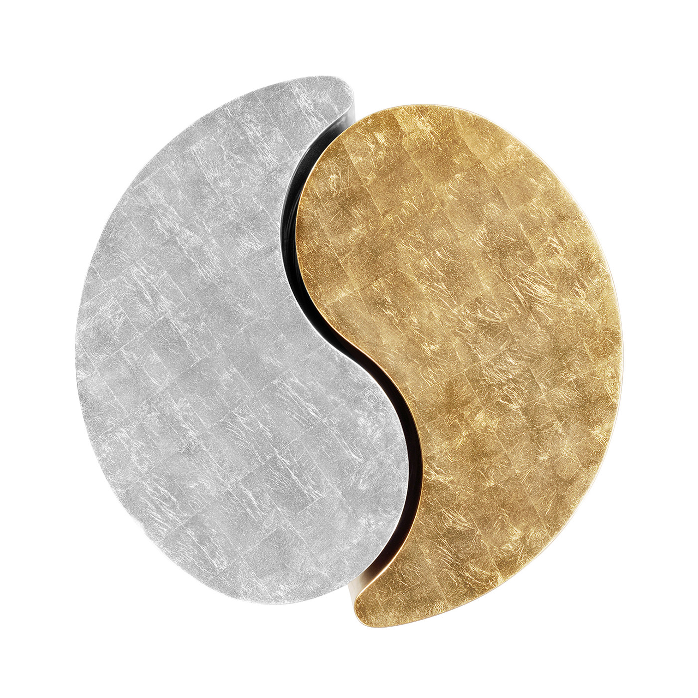 Circular Two-Piece Yin & Yang Gilded & Silver Drinks Table