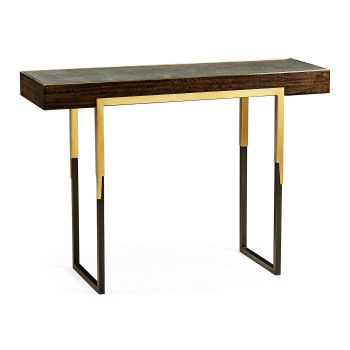 Black Eucalyptus Rectangular Anthracite Shagreen Console Table