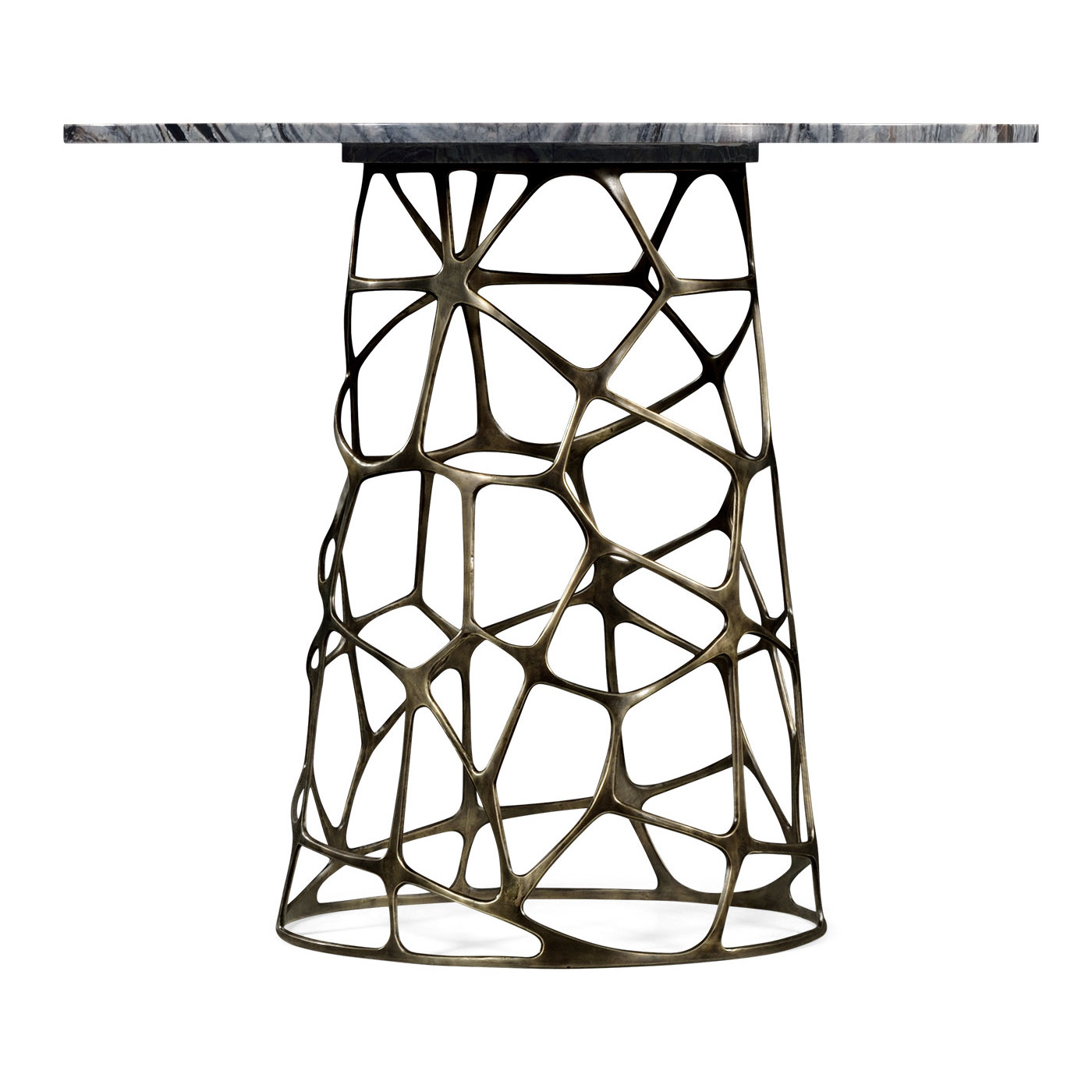 Round Geometic Brass Coffee Table with a Grey Marble Top