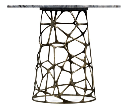 Round Geometic Brass Coffee Table with a Grey Marble Top