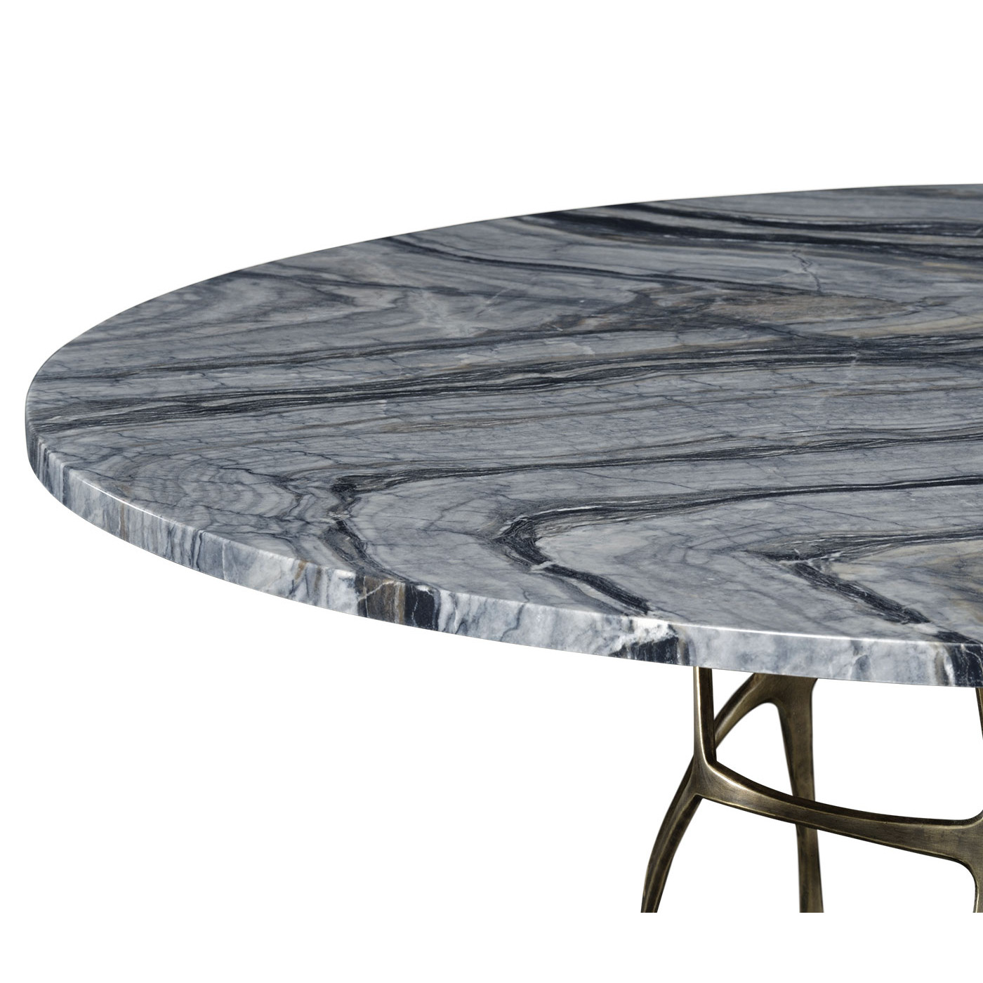 Round Geometic Brass Coffee Table with a Grey Marble Top