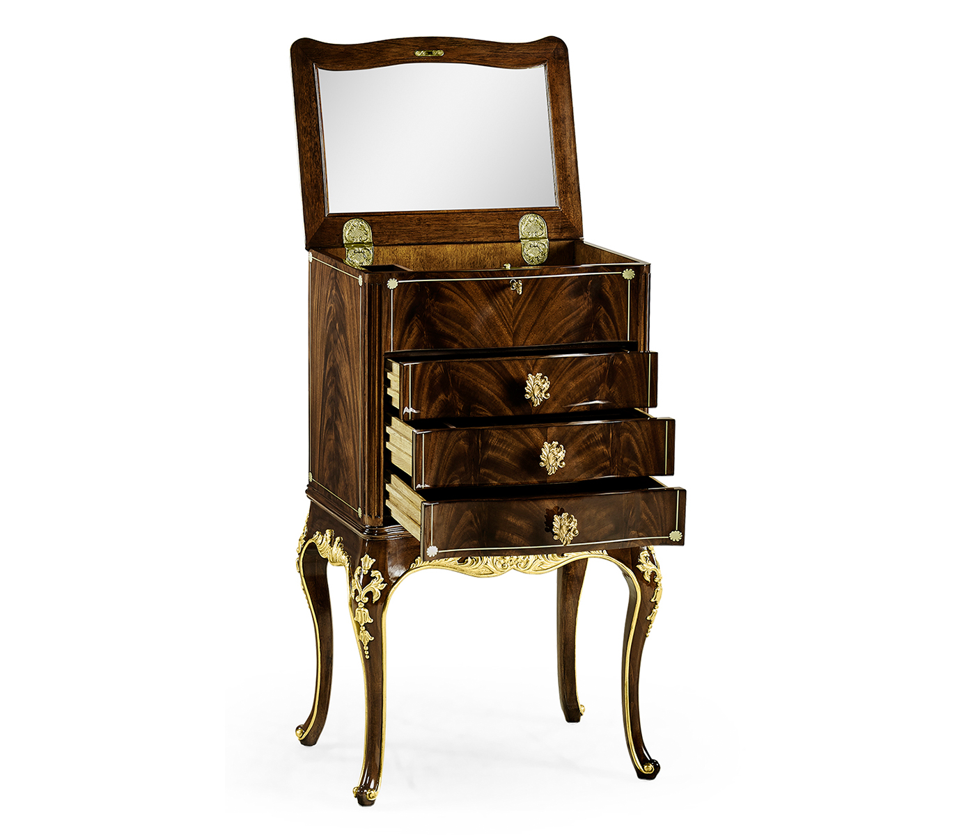 Mahogany & Gilded Jewellery Collectors Cabinet