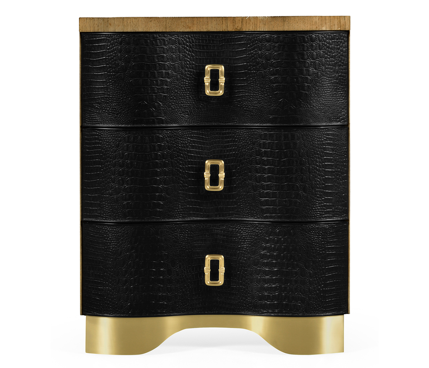 Serpentine black faux crocodile skin nightstand