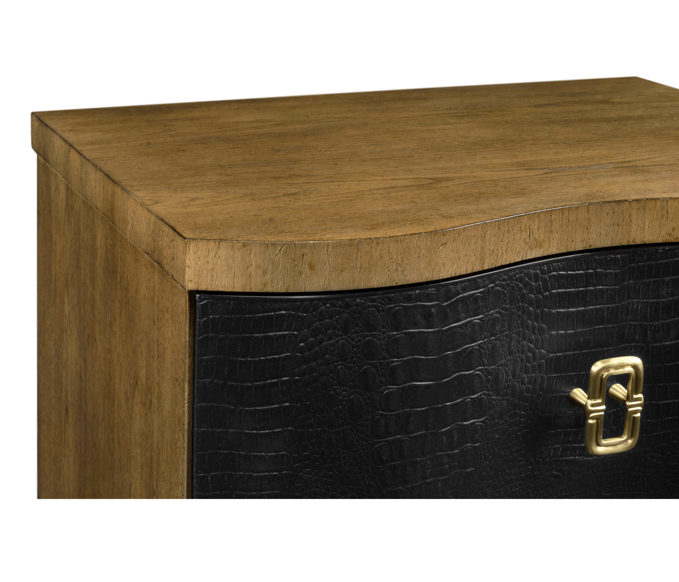 Serpentine black faux crocodile skin nightstand