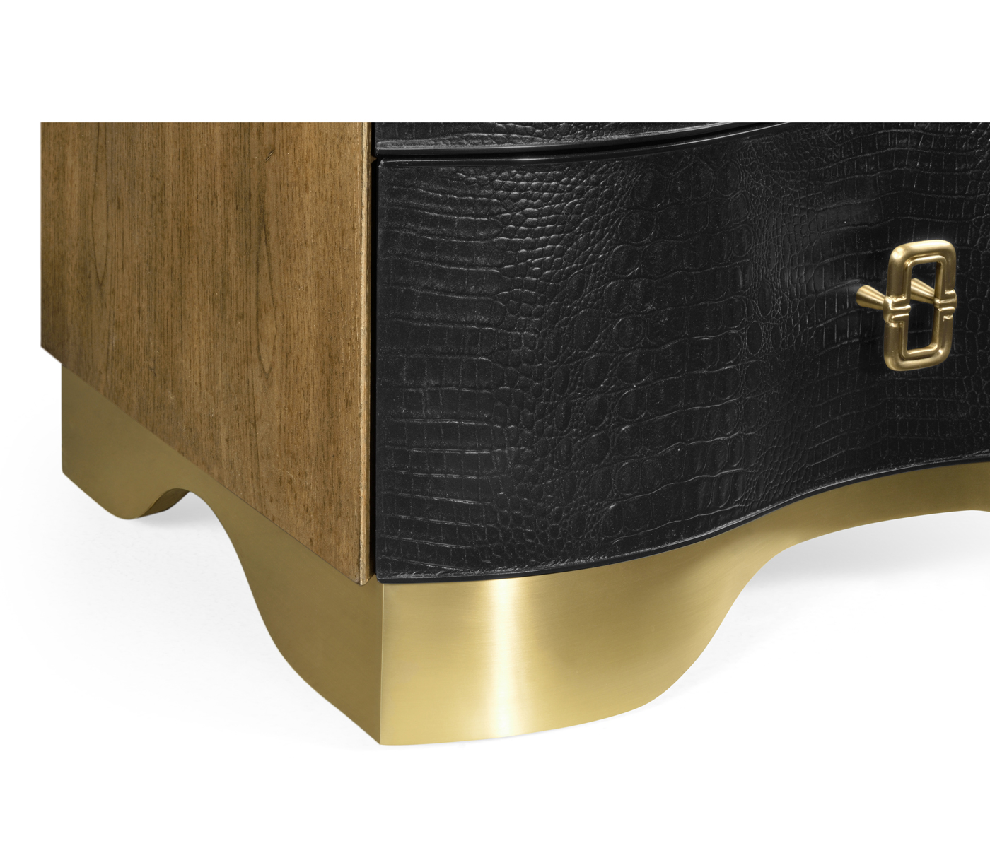 Serpentine black faux crocodile skin nightstand