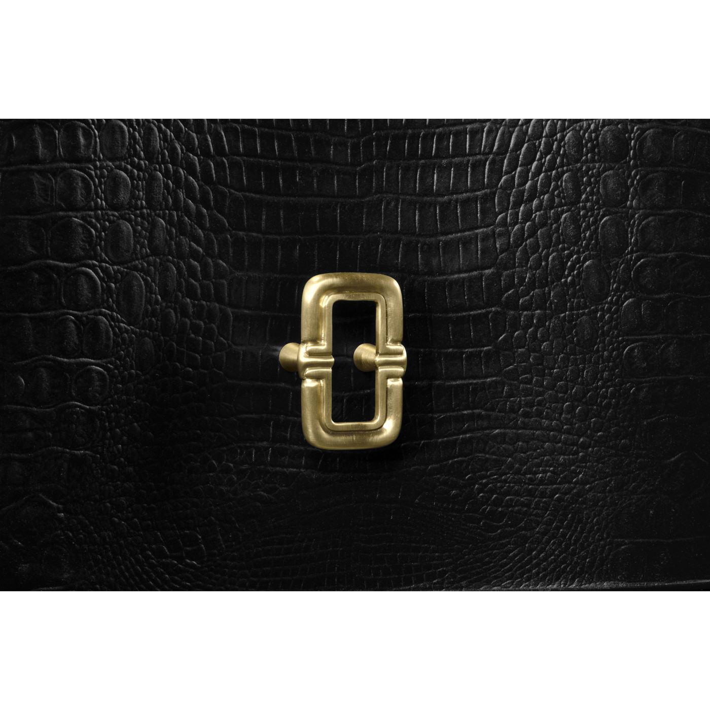 Serpentine black faux crocodile skin nightstand