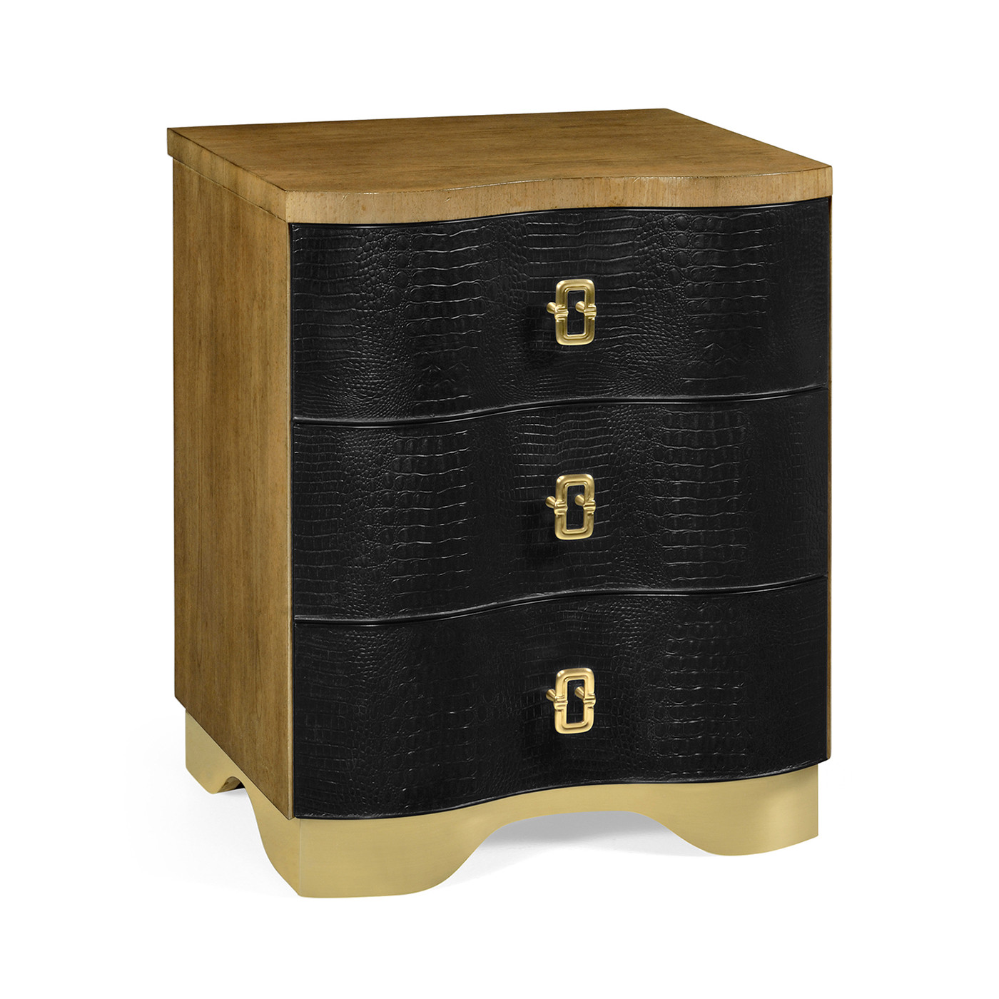 Serpentine black faux crocodile skin nightstand