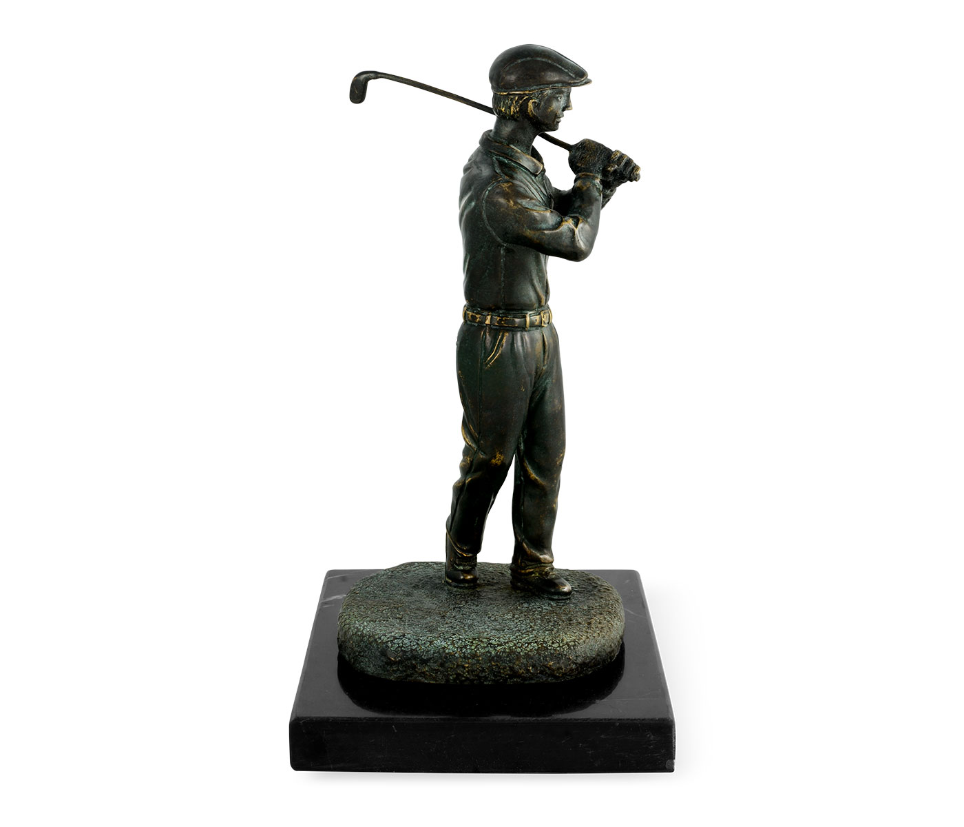Pair of Dark Antique Bronze Golfer Bookends