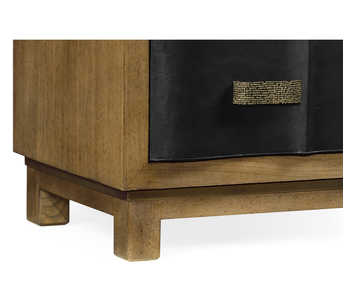Black Leather Inlaid Chest of Drawers