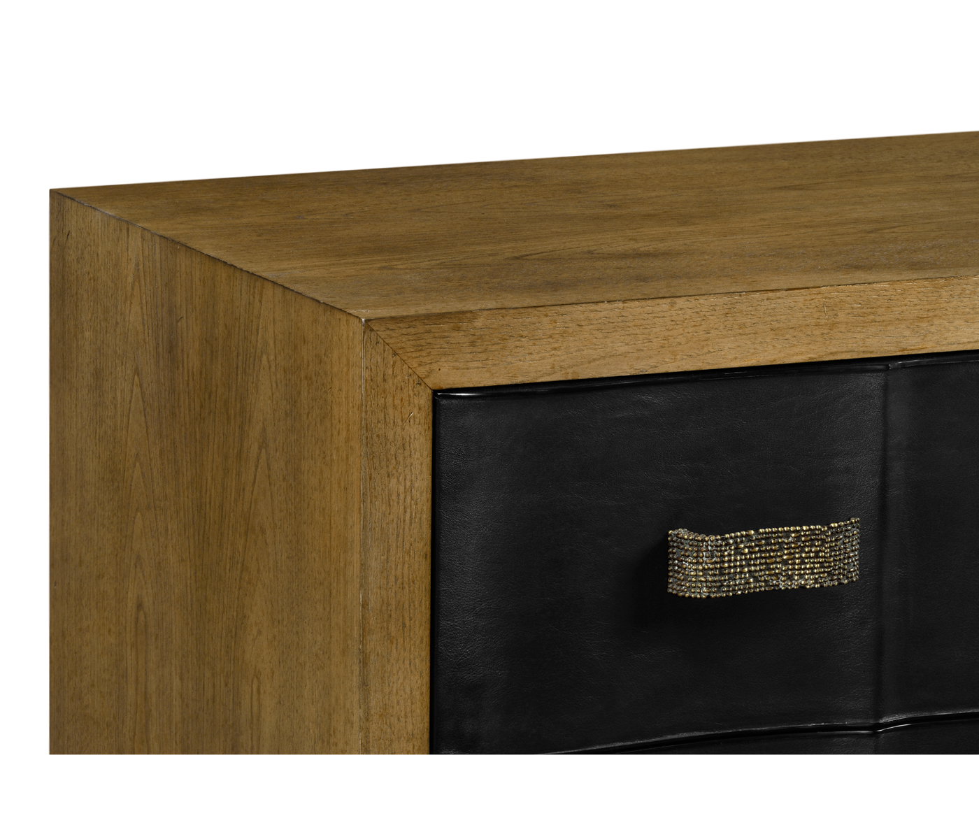 Black Leather Inlaid Chest of Drawers