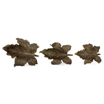 Three Rustic Bronze Leaf Dishes