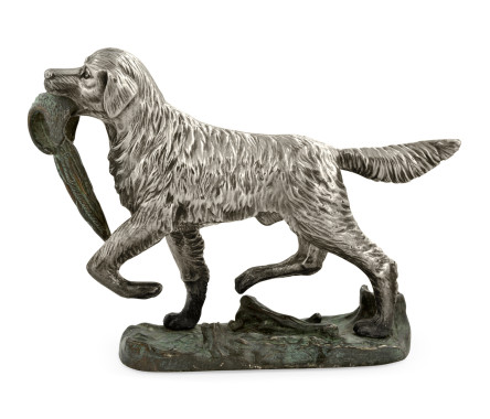 Golden Retriever Dog in Antique White Brass