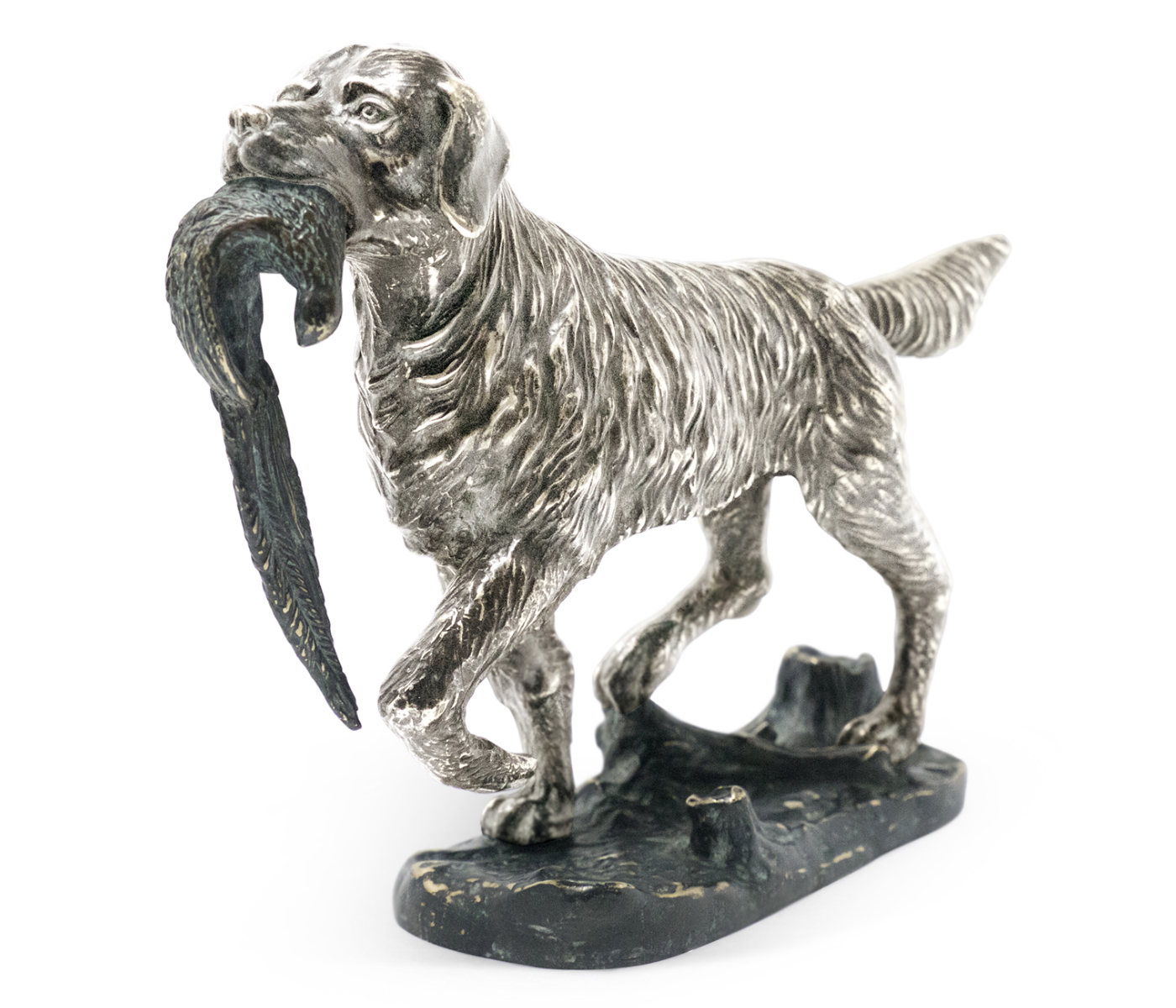 Golden Retriever Dog in Antique White Brass