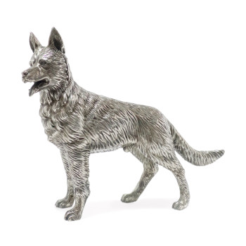 Antique White Brass German Shepherd Dog