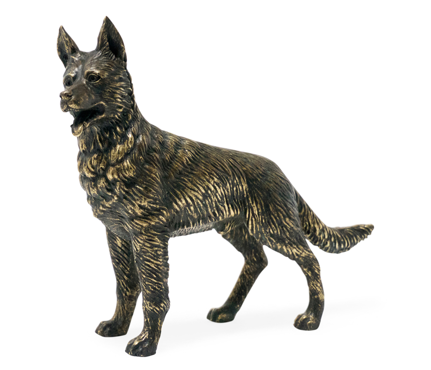 Antique Dark Bronze German Shepherd Dog