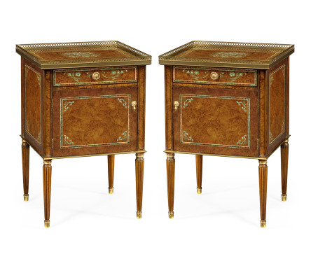 Pair of Burl & Mother of Pearl Bedside Cabinets