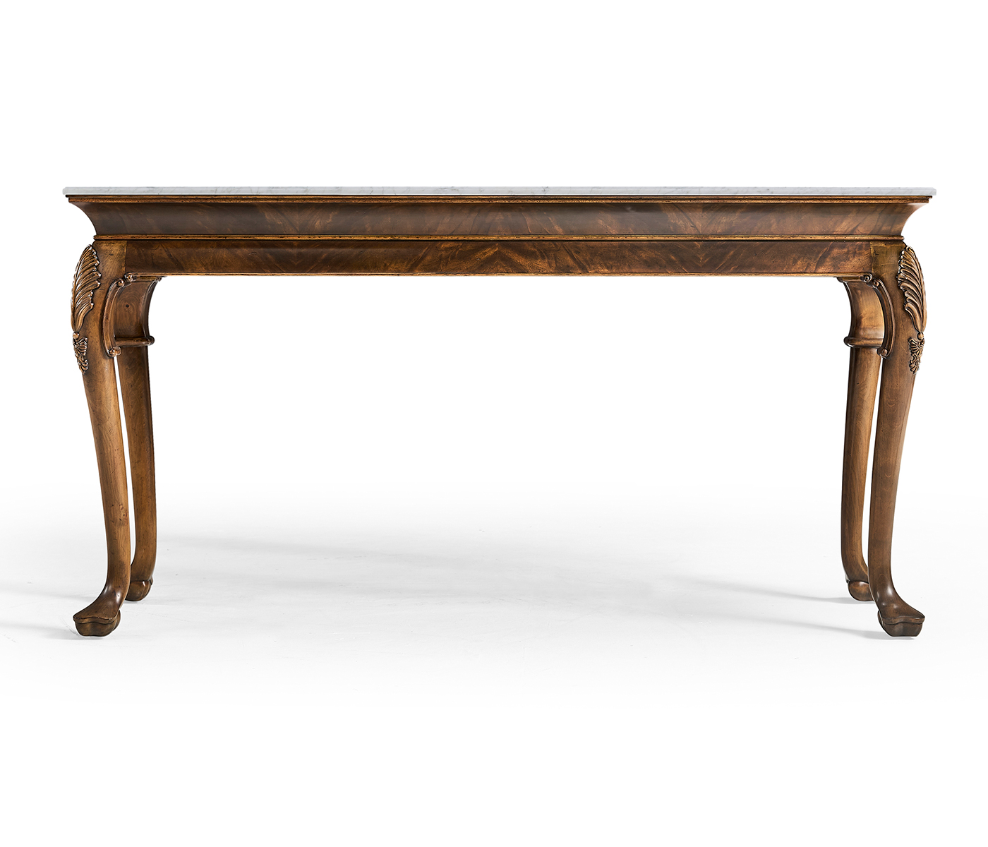 Brown Mahogany Buffet Table with Marble Top