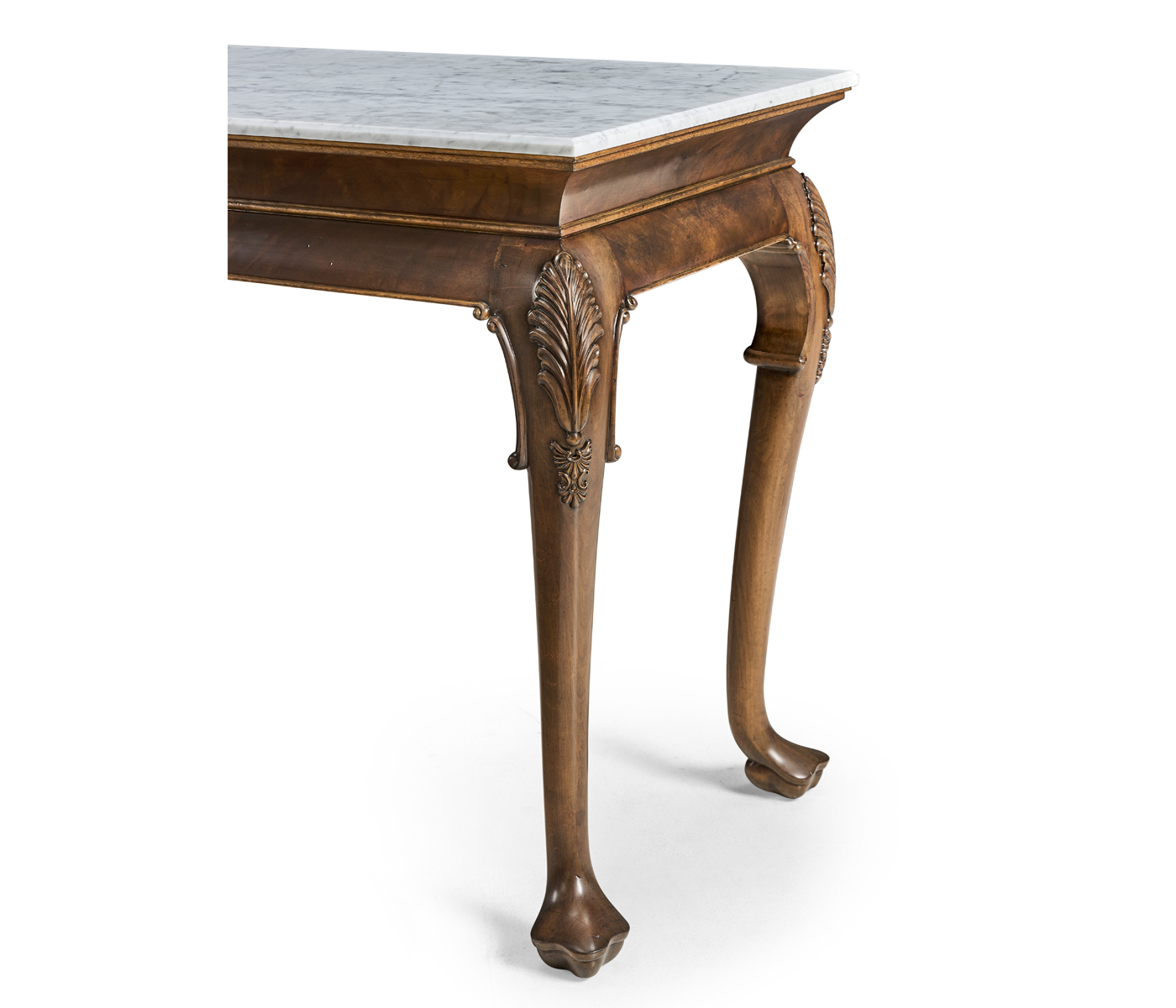 Brown Mahogany Buffet Table with Marble Top