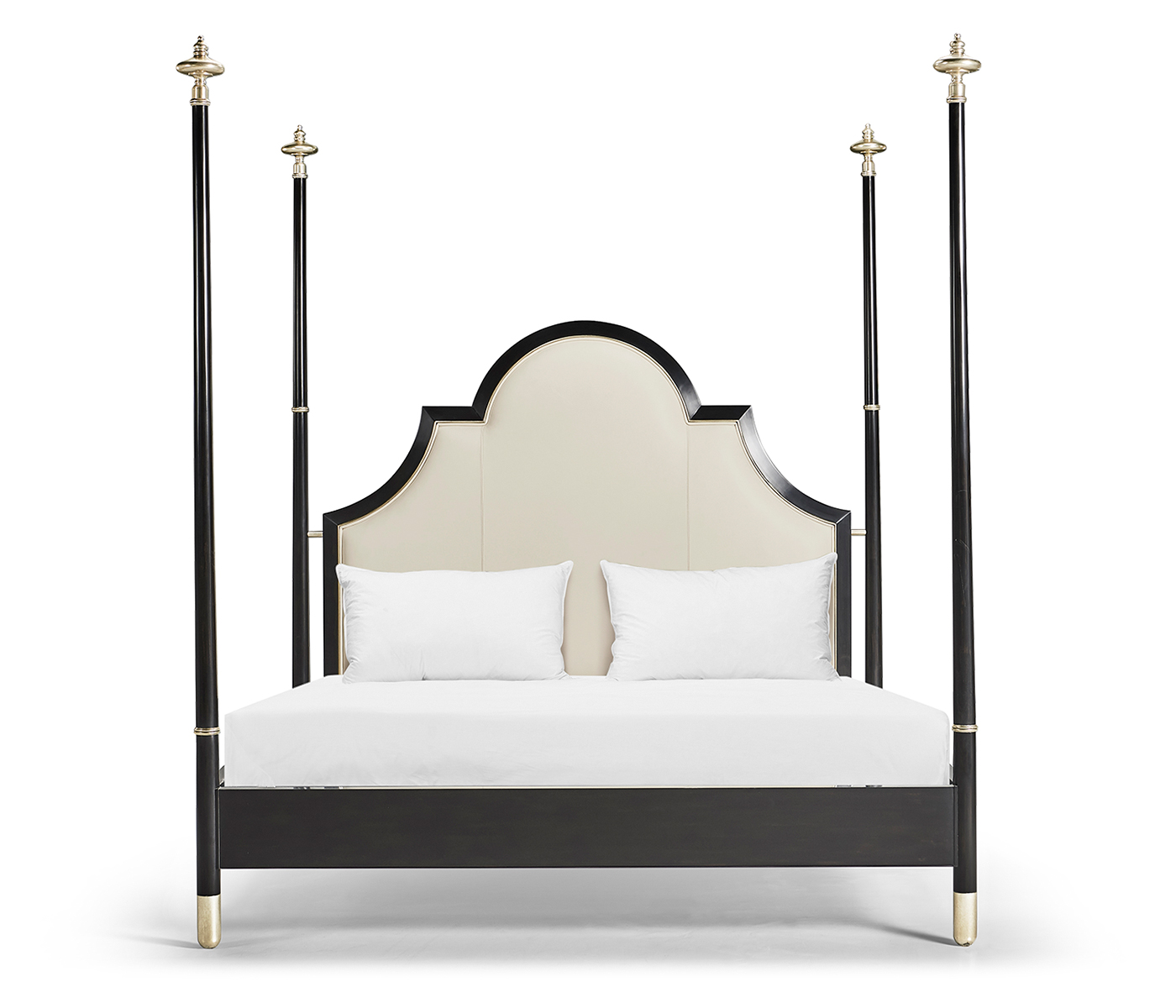 Four Poster Ebonised & Silver-Leaf UK King Bed