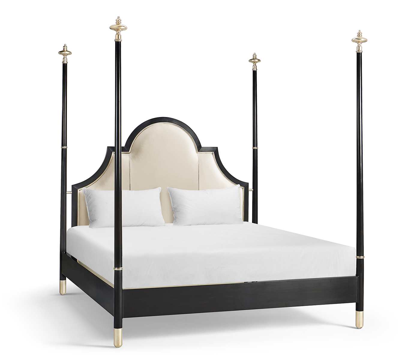 Four Poster Ebonised & Silver-Leaf UK King Bed