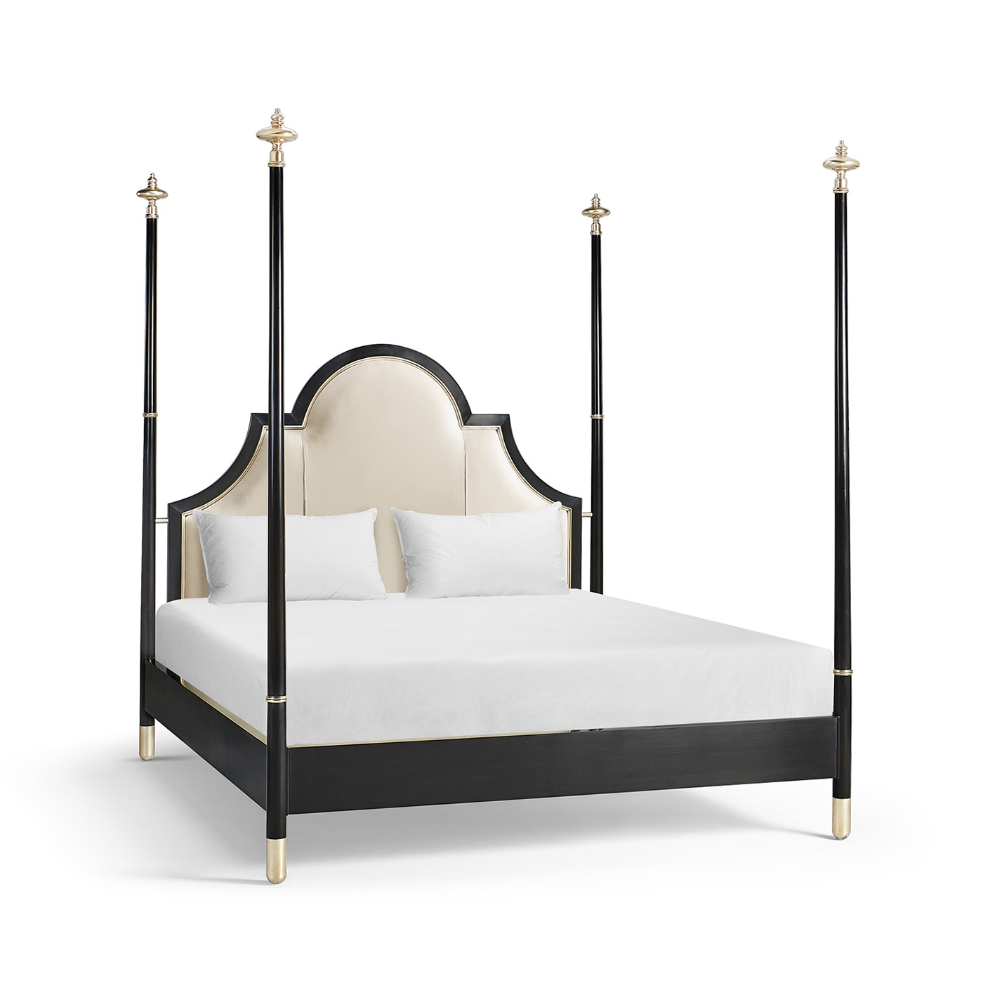 Four Poster Ebonised & Silver-Leaf UK King Bed