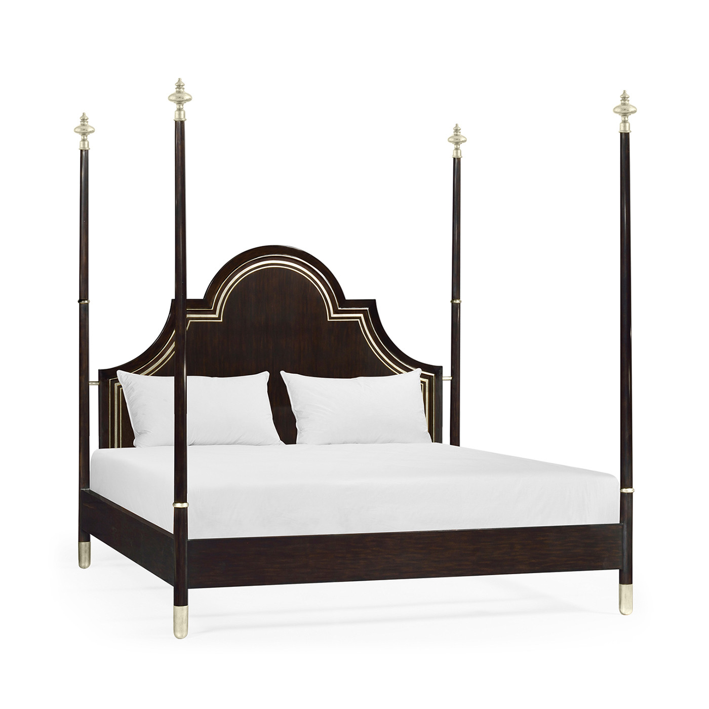 Four Poster Ebonised & Silver-Leaf UK Queen Bed