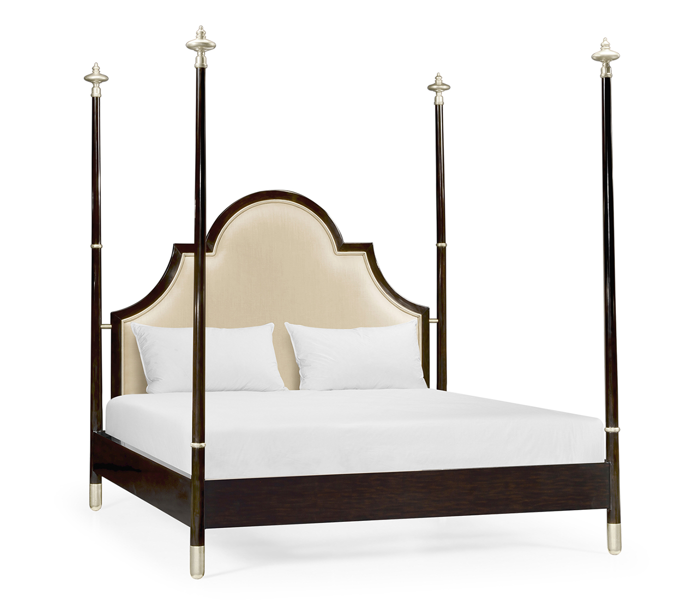Four Poster Ebonised & Silver-Leaf US King Bed