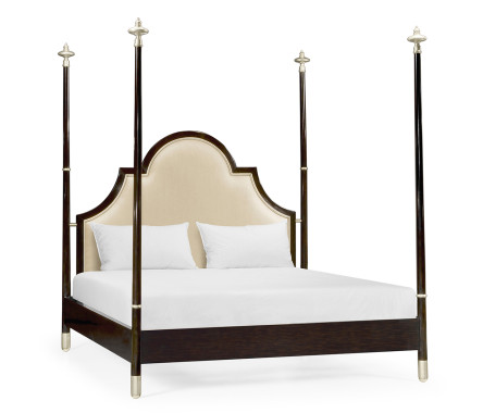 Four Poster Ebonised & Silver-Leaf US King Bed