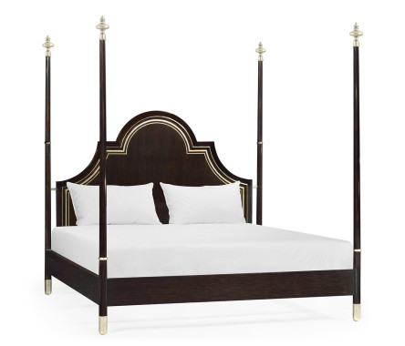 Four Poster Ebonised & Silver-Leaf US King Bed
