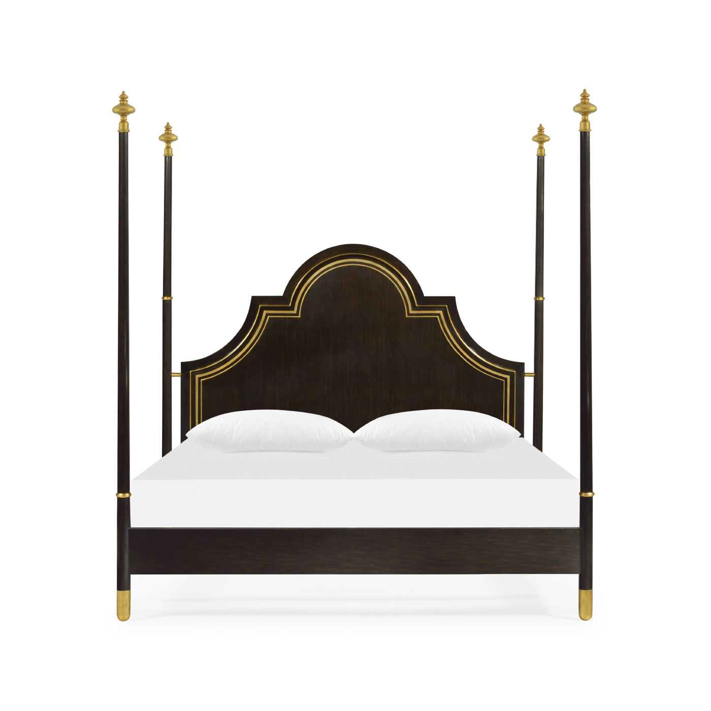 Four Poster Ebonised & Gilded US Queen Bed