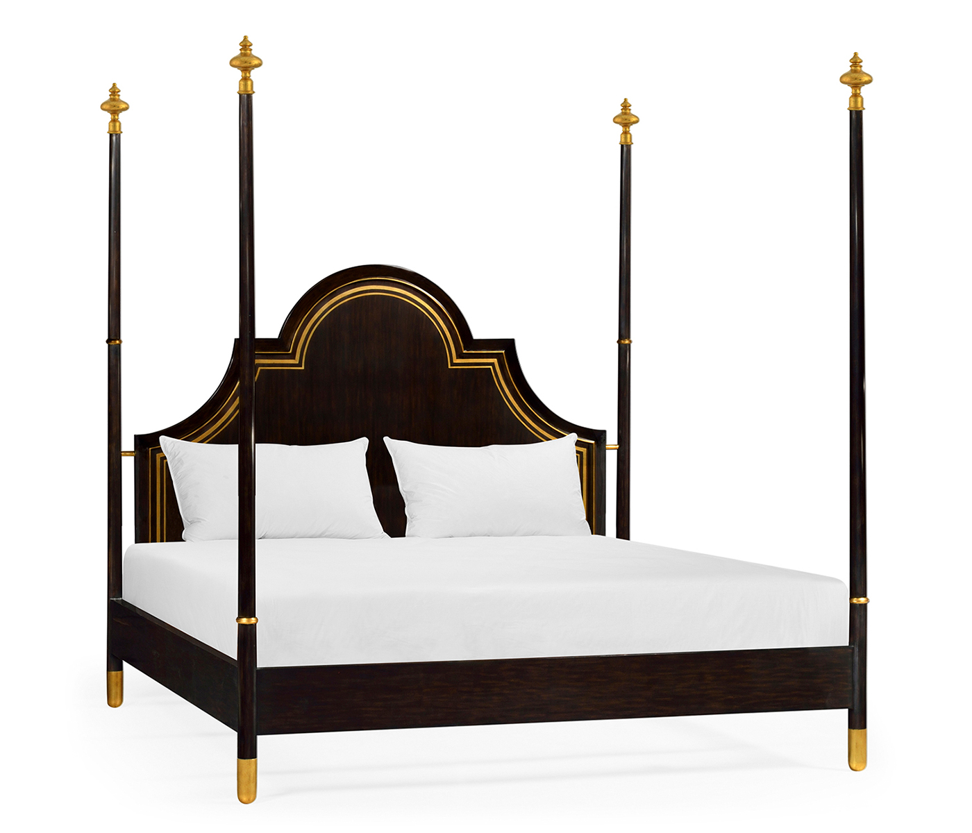 Four Poster Ebonised & Gilded US Queen Bed