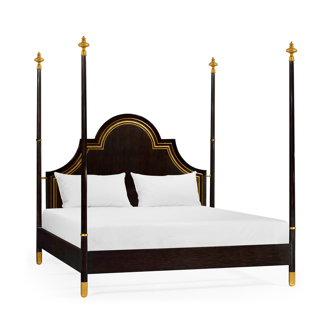 Four Poster Ebonised & Gilded US Queen Bed