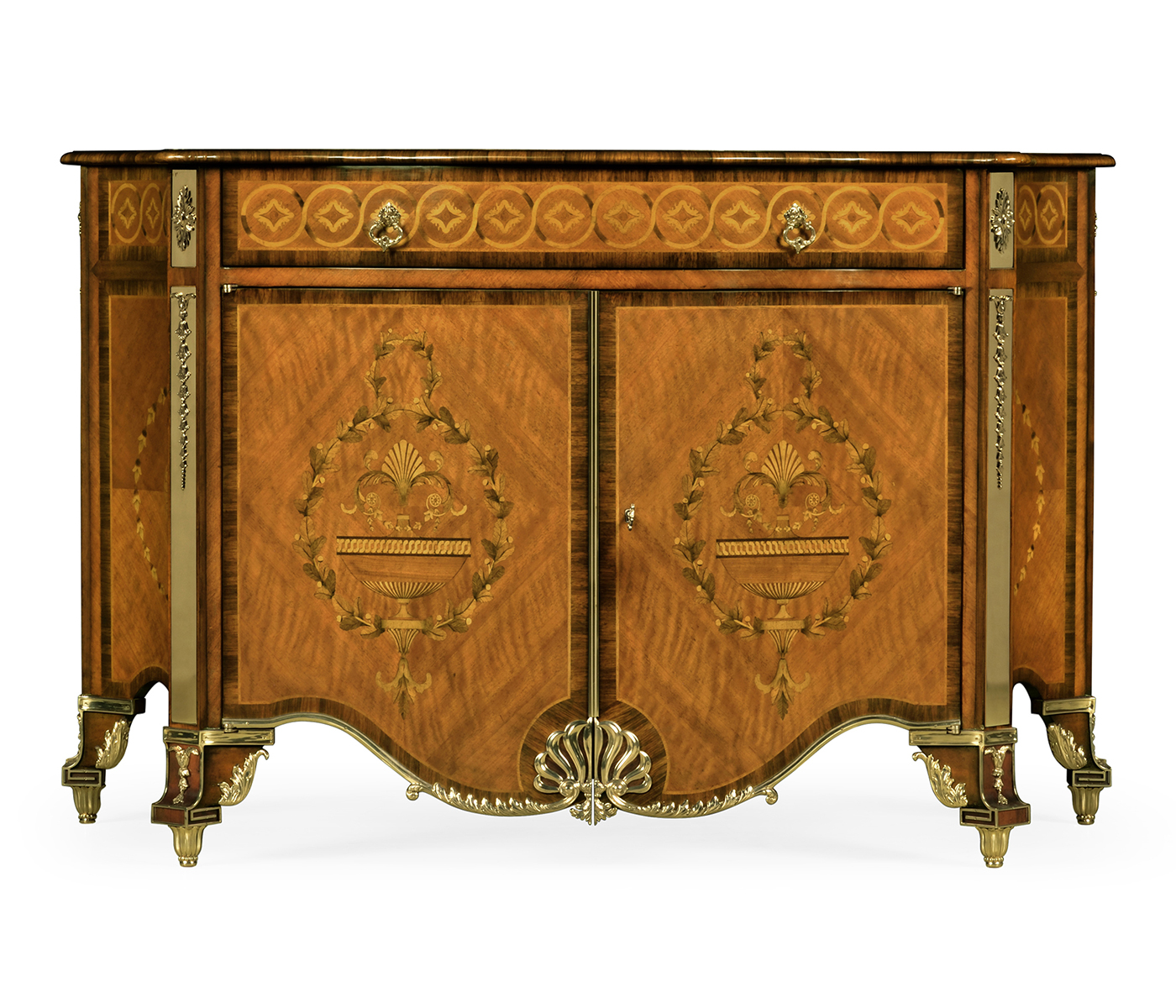 Chippendale Style Inlaid Cabinet Chest of Drawers
