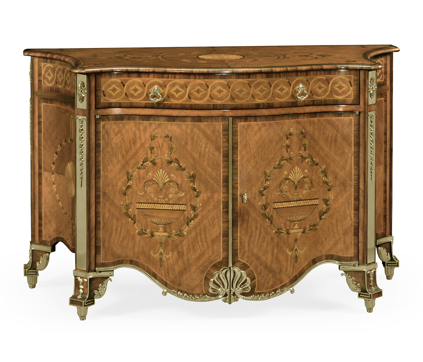 Chippendale Style Inlaid Cabinet Chest of Drawers