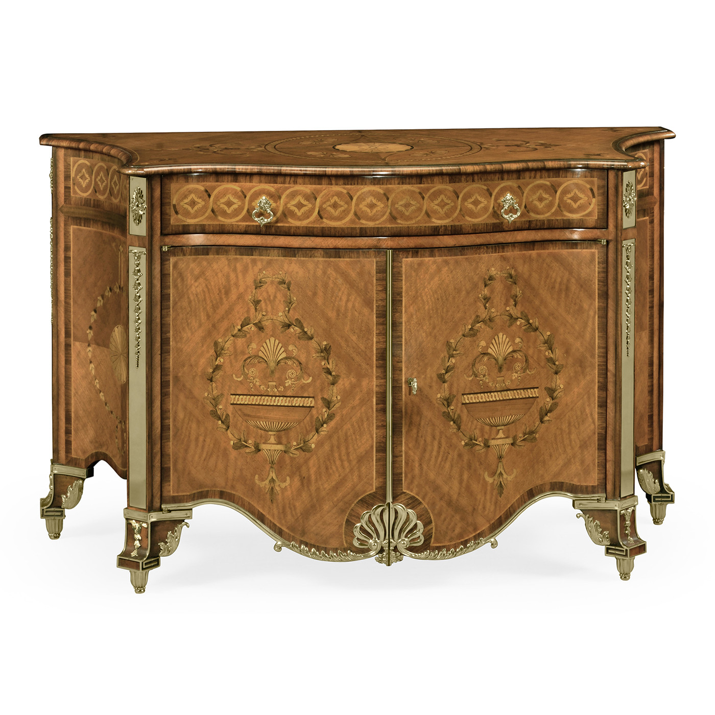 Chippendale Style Inlaid Cabinet Chest of Drawers