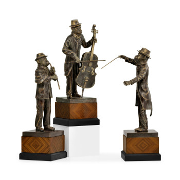 Antique Dark Bronze Monkey Orchestra Set