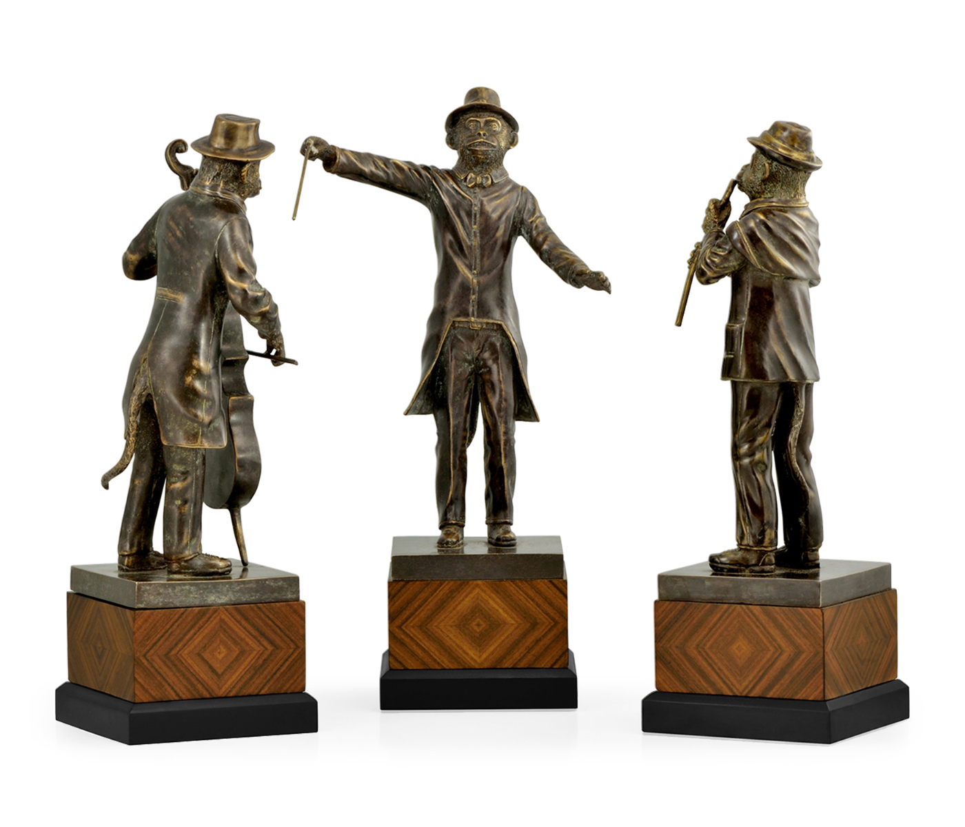 Antique Dark Bronze Monkey Orchestra Set