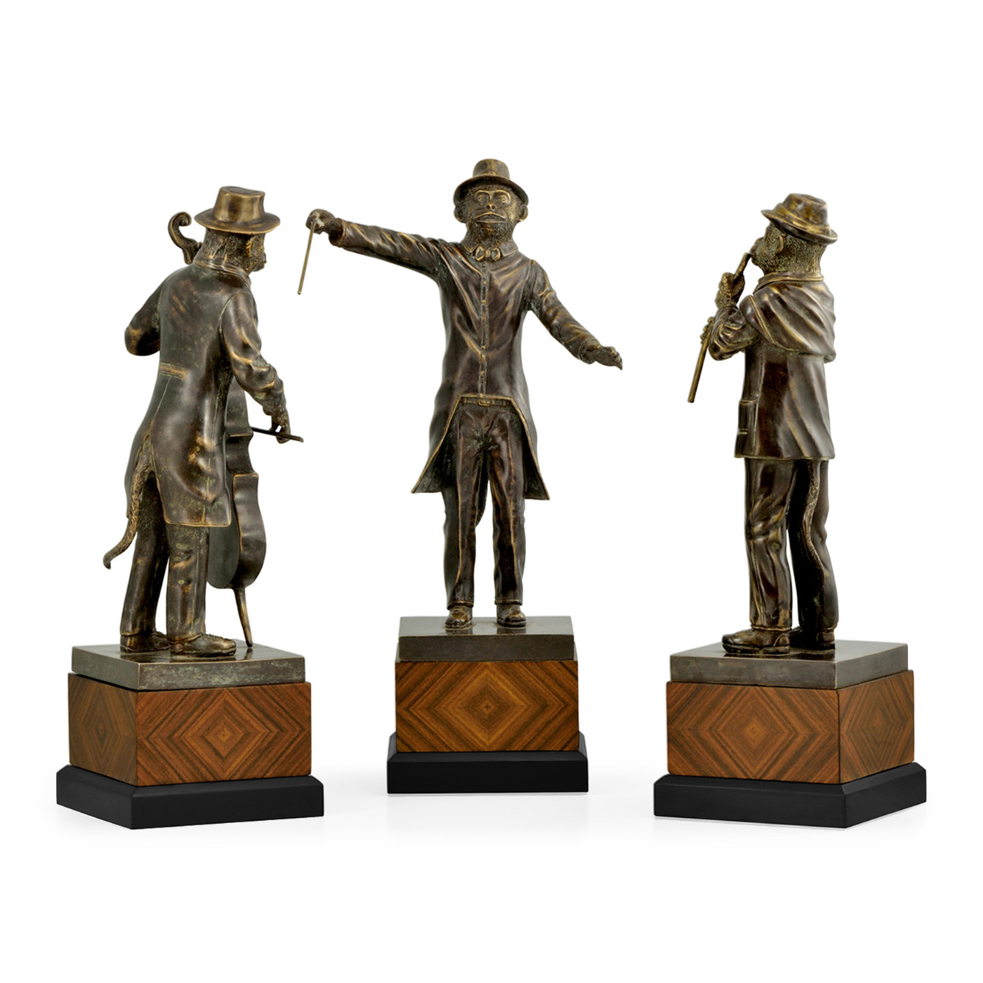 Antique Dark Bronze Monkey Orchestra Set