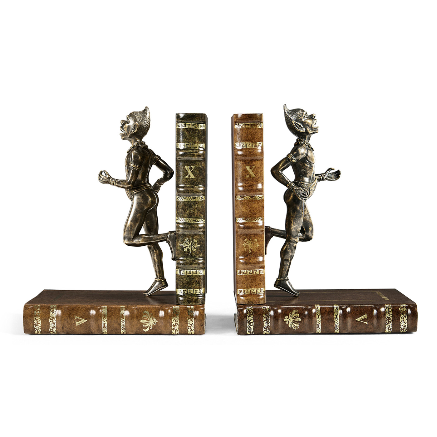 Pair of Antique Dark Bronze Elf Bookends